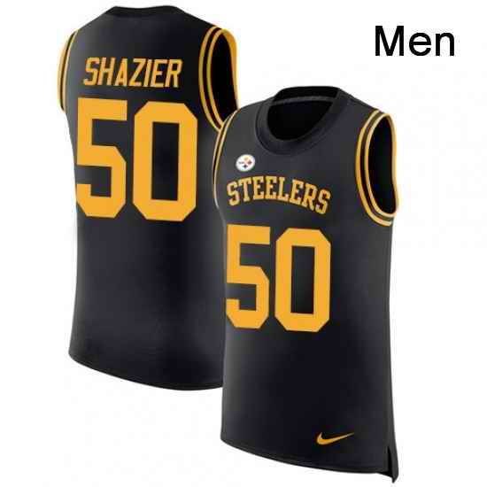 Mens Nike Pittsburgh Steelers 50 Ryan Shazier Limited Black Rush Player Name Number Tank Top NFL Jersey